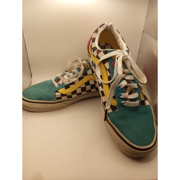 Rare Vans Off The Wall Old Skool Chex Skate Multi-Color Lace Up Shoes M 7, W 8.5 - Picture 3 of 11